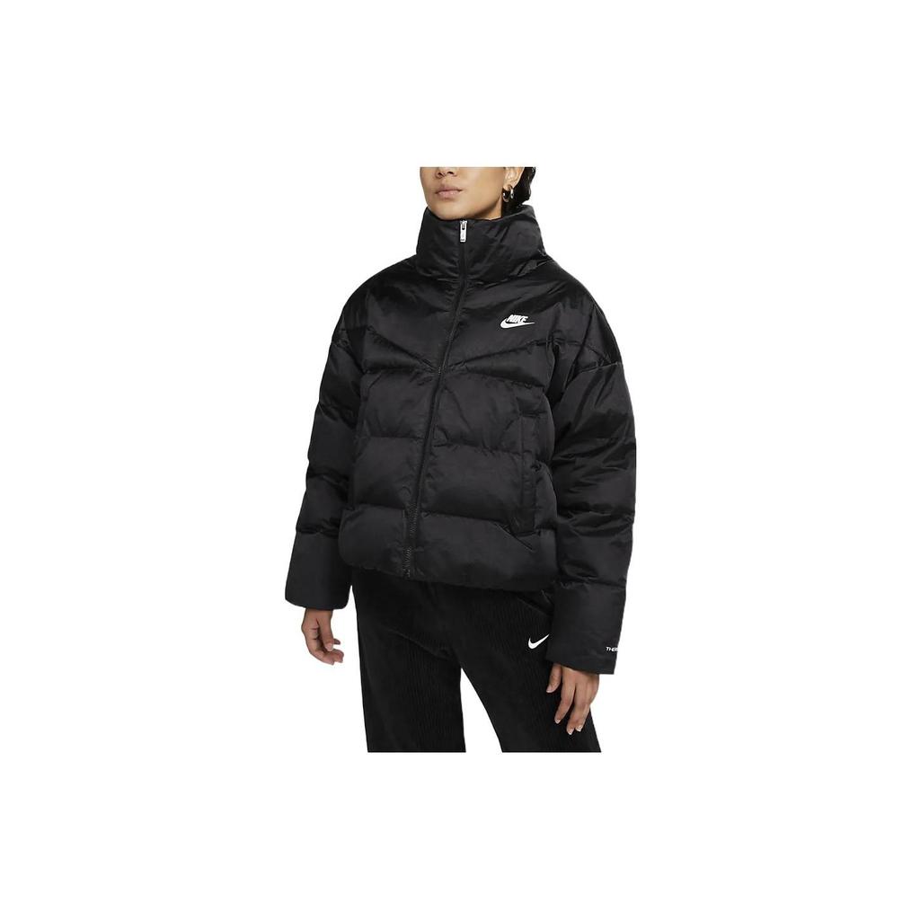 Nike Jednobarevná bunda se zipem, stojáčkem a dlouhým rukávem pro ženy, svrchní oděv, černá DQ6888-010