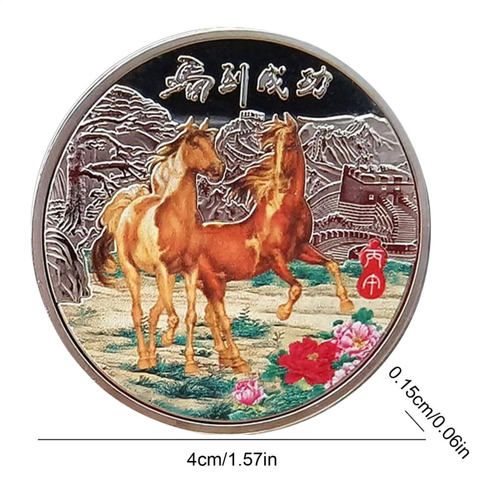 Монета  Год Лошади  Монета Благословения Удачи Памятная монета 2026 Год Лошади Сувенир для Дома Настольный Дисплейный Шкаф