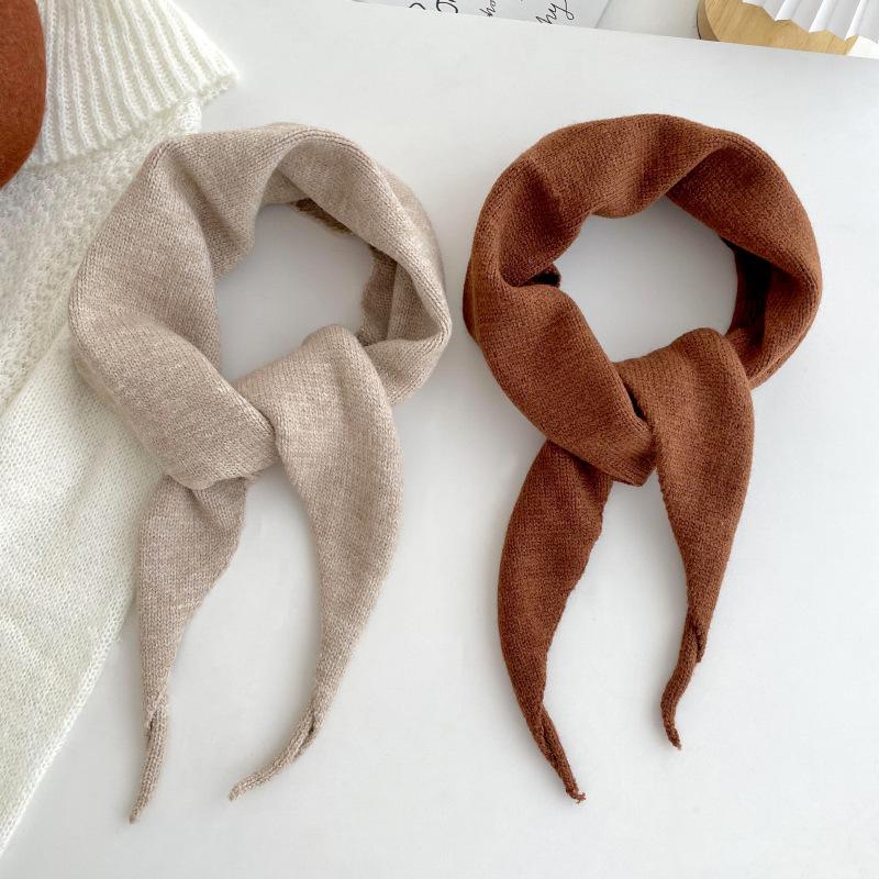 Sweet Knitted French Headscarf Warm Triangle Scarf Women's Korean Versatile Solid Small Shawl Scarf Neck Shoulder Protection