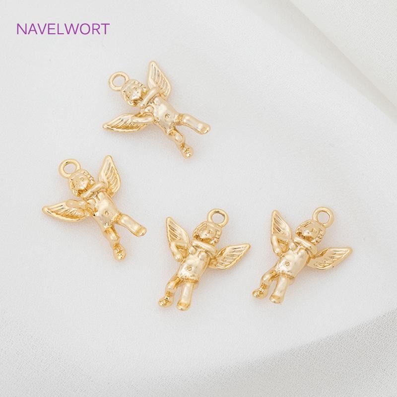 18K Gold Plated Brass Metal Lovely Angel Fairy shaped Charms Pendants Findings For DIY Jewelry Making Accessories