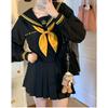 Longpen School Authentic Sailor Lolita Yellow Pleated Classic Cosplay Long JK Sailor School Lolita Costume for Photo Cultural Halloween Uniform, Suit,