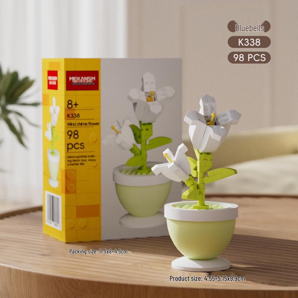 LEGO-kompatibelt Byggesett med Orkidéroseblomst: Floral Whispers Kurvpyntegjenstand, Leke for barn, Gave til jenter og Lærerdagen