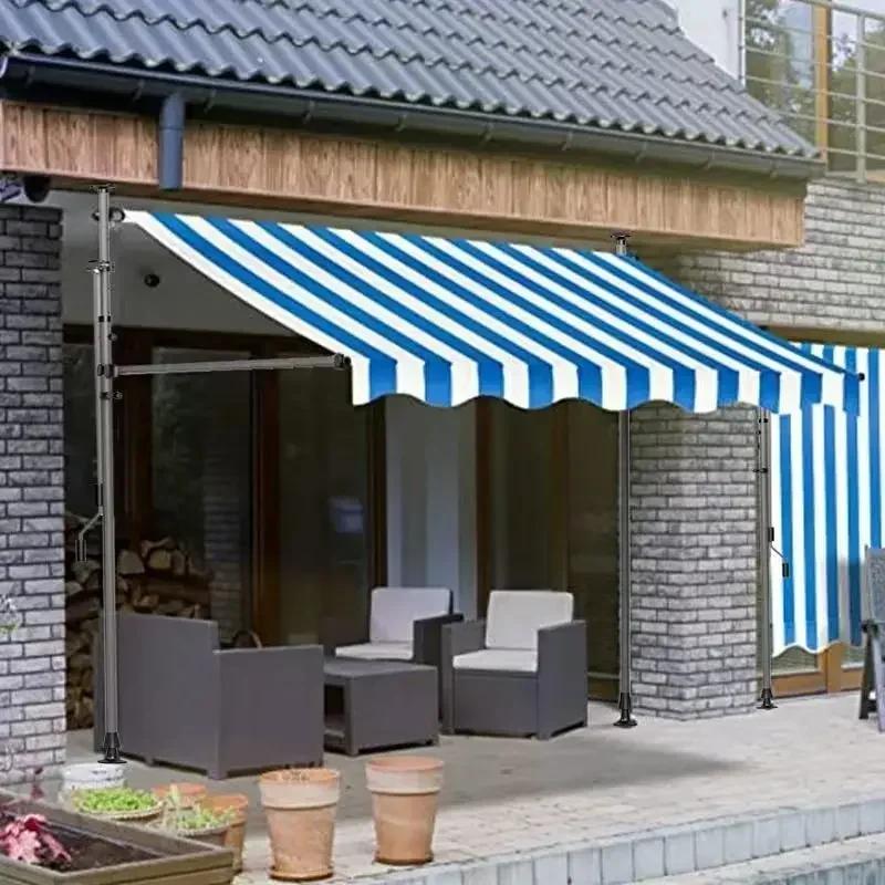 

Awning No Need for Punching Folding Telescopic Canopy Outdoor Garden Balcony Roof Sunshade pergola