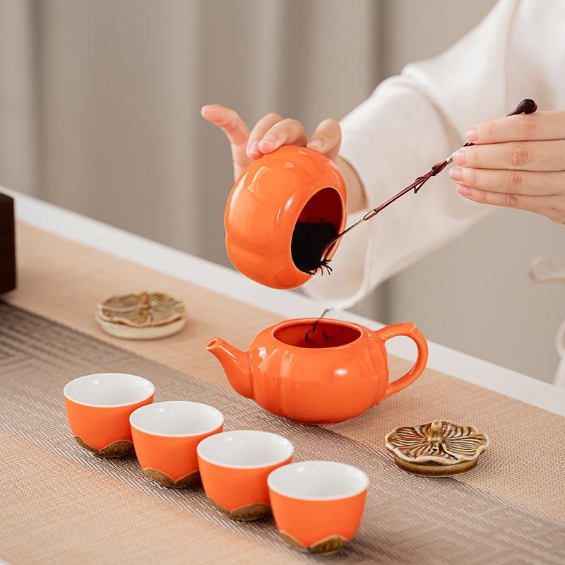 Persimmon Ruyi Ceramic Gifts Tea Set Complete Set Everything Teapot Set Gift Box Gifts