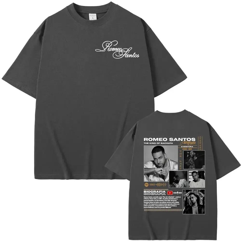 T-Shirt Bachata Romeo Santos Stile Vintage Foto Era Aventura Stampa Fotografica Cotone Nero Streetwear Merchandising per Fan