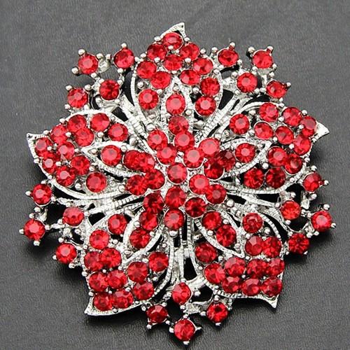 

Бриллиантовая брошь-цветок шарф пряжка свитер аксессуары One Size красный