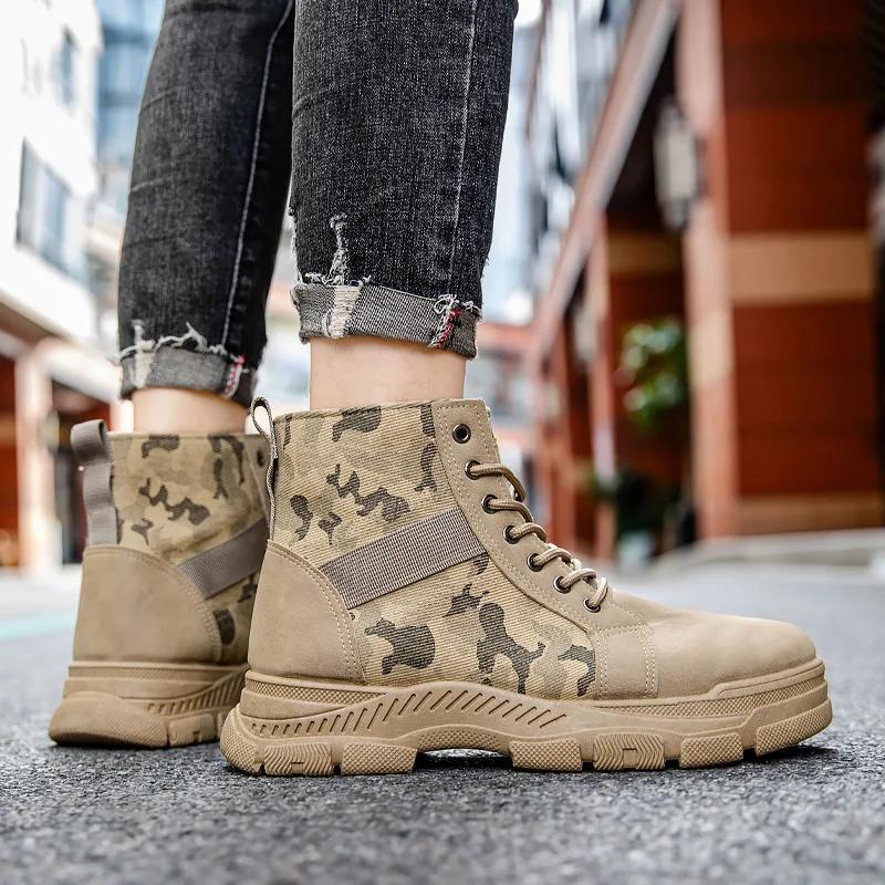 Fashion Men's Boots Winter Canvas Plush Warm High Top Comfortable Non Slip Outdoor Boots Lace Up Platform Short Boots Outdoor Shoes