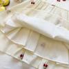 Sommer Mädchen Kirschstickerei Puppenkragen Prinzessinnenkleid Süß Niedlich Stilvoll Baumwolle Partykleid für Kinder