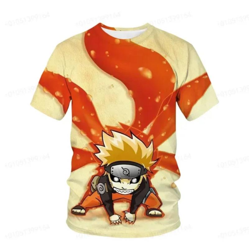 Naruto Shippuden Men's T-shirt Sasuke Boy Girl T-shirt 3D Print Akatsuki Short Sleeve MINISO Men's T-shirt Kakashi Mens Clothing