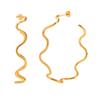 Elegant Gold Wave C-shaped Stainless Steel Hoop Earrings