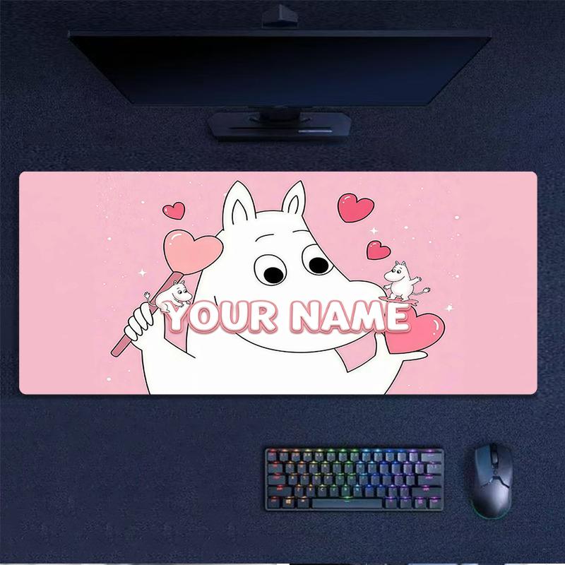 Custom Name,Moomin Mouse Pad, Large Gaming Desk Mat, Non-slip XXL Mousepad for Laptop & Tablet, Mini PC Playmat with Stitched Edges