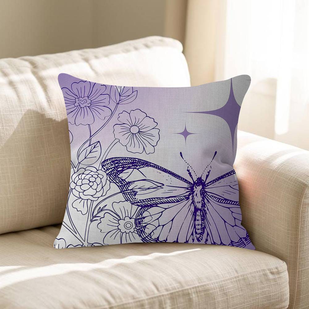 Purple Butterflies 4545cm Cushion Cover Pillow Cover Decor Pillowcase Home Pillowcase For Couch Pillow
