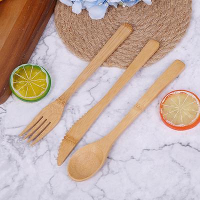 1Set Bambu Seyahat Çatal Bıçak Takımı Çatal Kesici Kaşık Yeniden Kullanılabilir Mutfak Aleti