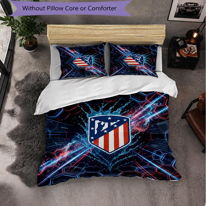 Set Lenzuola Atletico Madrid Modello 3 Pezzi Morbida Copripiumino in Microfibra con Federe per Camera da Letto
