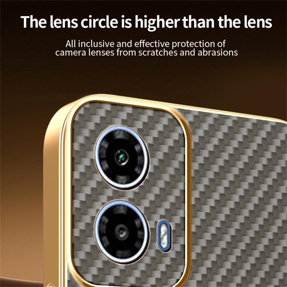 For Motorola Moto G34 5G/G45 5G Phone Case Carbon Fiber Textured Electroplated TPU Back Cover