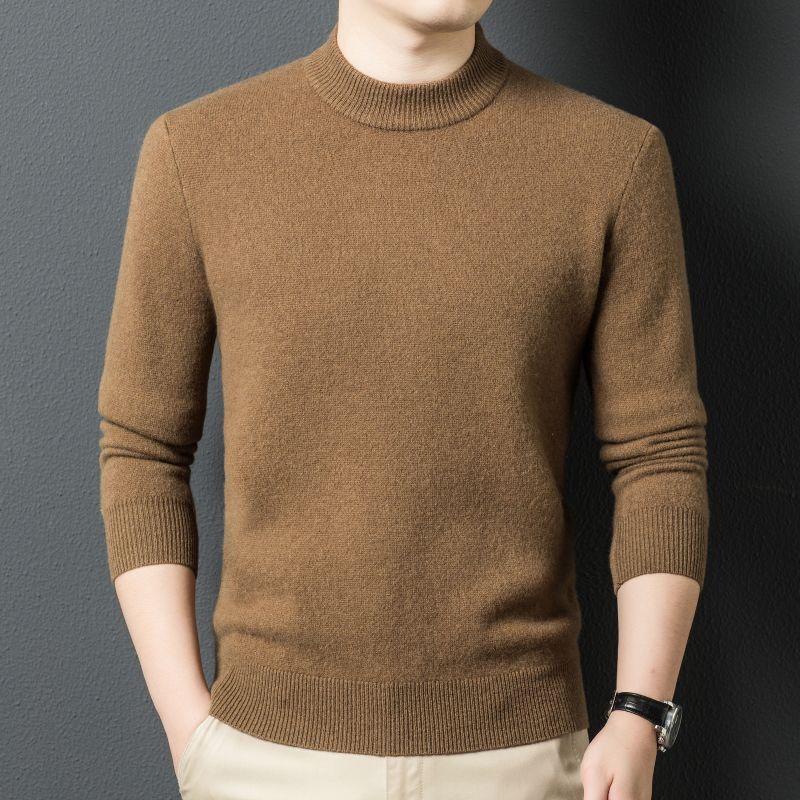 Fengxun Men's 100% Pure Wool Round Neck Pullover Sweater FXT5286