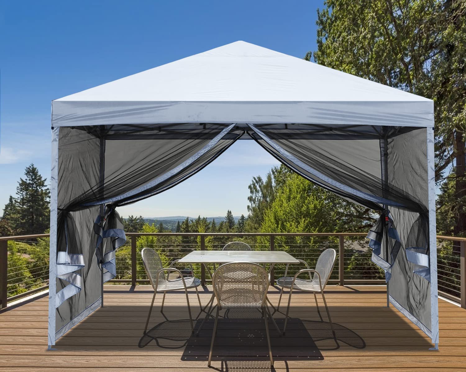 

MASTERCANOPY One-Touch Tarp Tent Mesh Set, 3 Adjustable Levels, UV Protection, Water Resistant, Steel, Camping, Outdoor, One-Touch Tent with 2 Mesh,