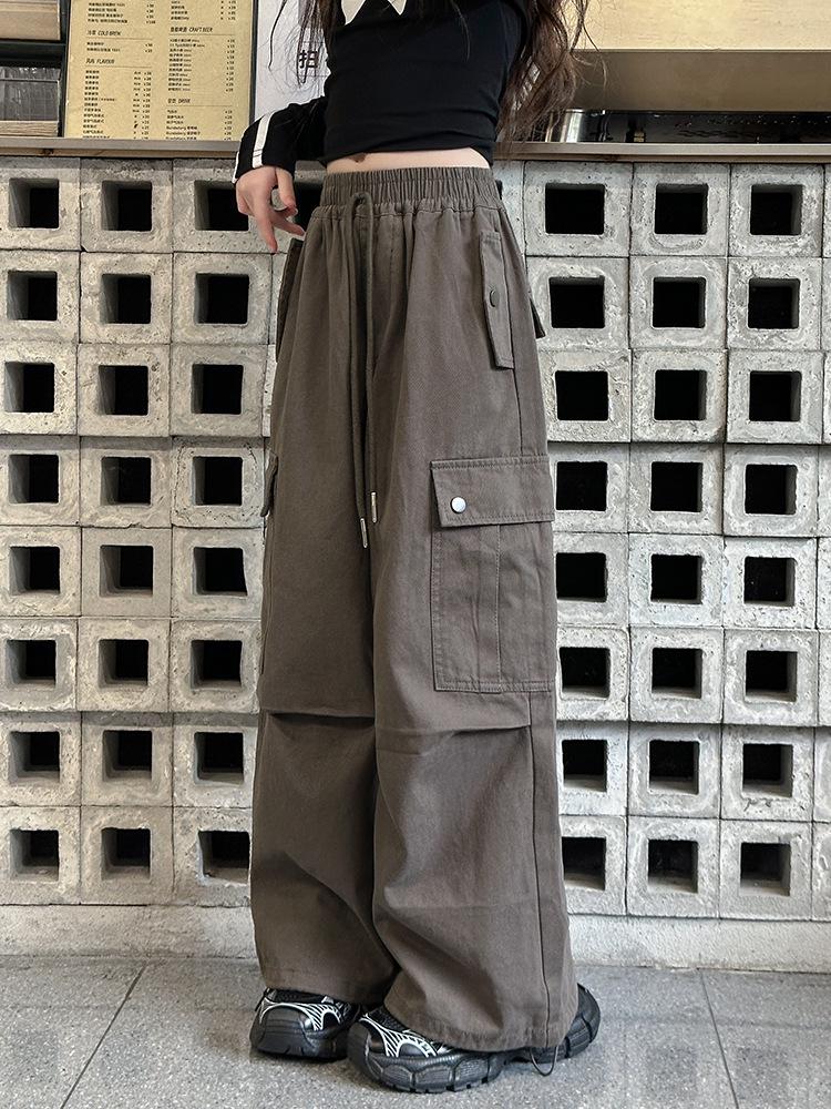 Trendy Girls' Wide Leg Cargo Pants – Spring/Autumn Casual Wear for Junior High School Students