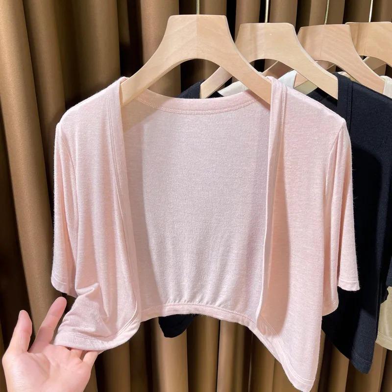 Women s Short Sleeve Open Front Cropped Cardigan Shrug M