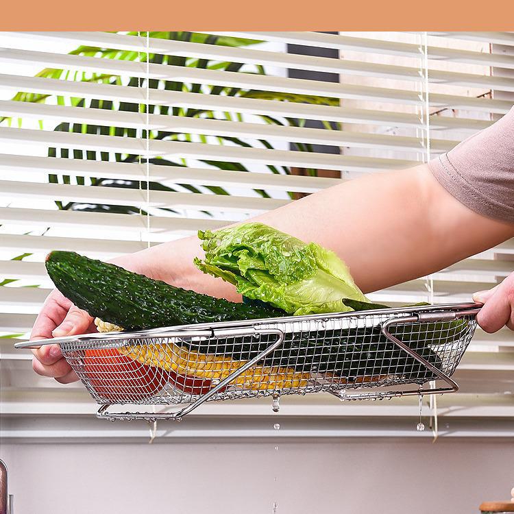 Thickened Stainless Steel Retractable Sink Basket for Washing Vegetables - Large Kitchen Water Filter Rack