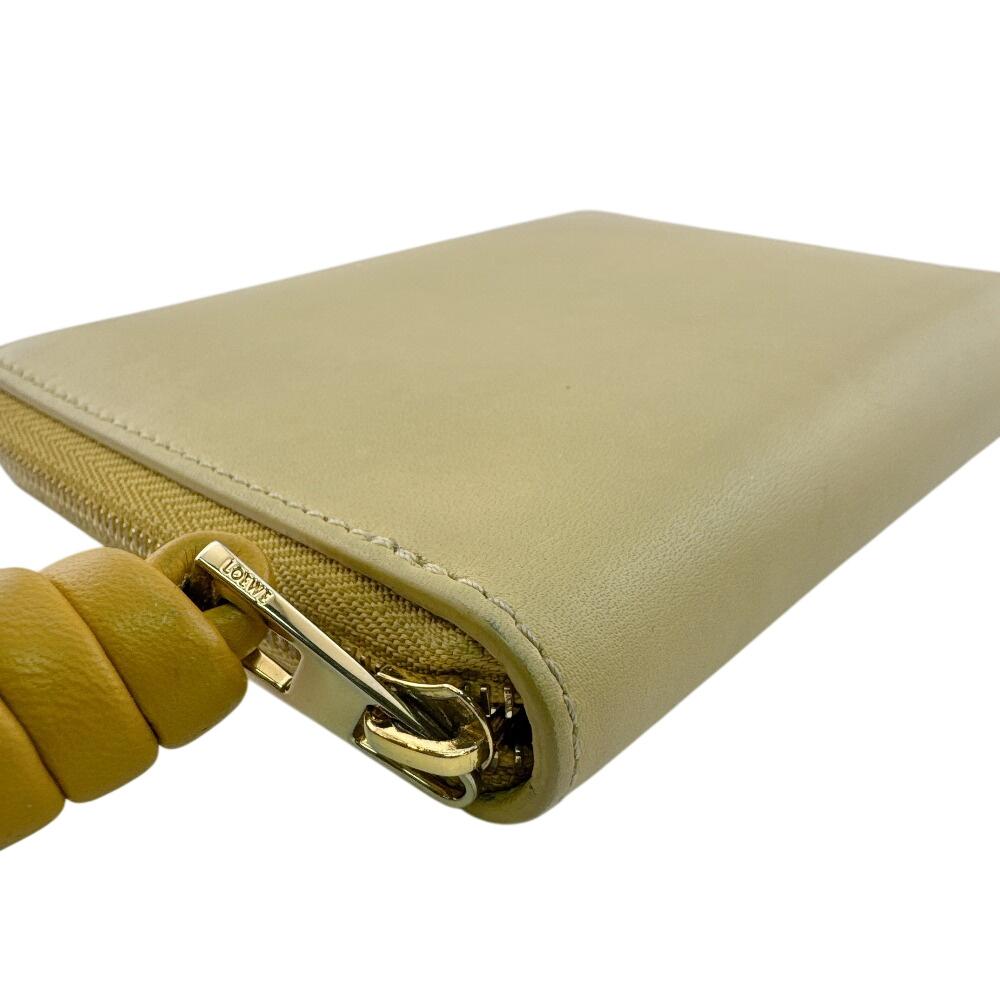 Loewe Compact Zip Wallet Leather Knot Bifold Wallet Yellow Leather Used