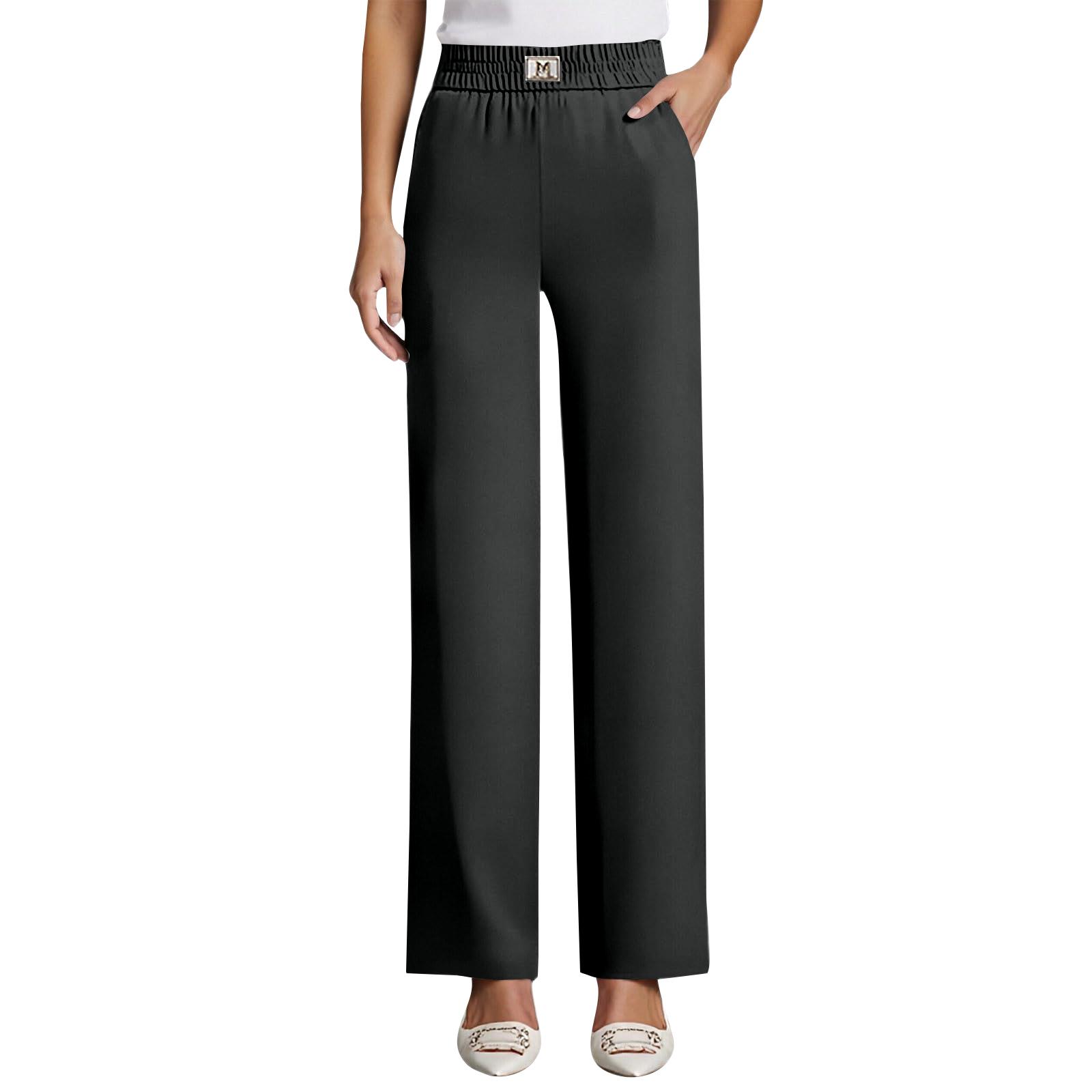 

Женские модные однотонные брюки с карманами, идеальной высокой посадкой, эластичные L чёрный