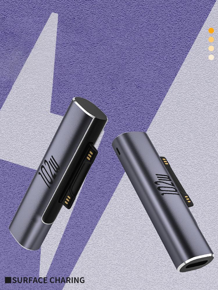 For Microsoft Surface Pro X 8 7 6 5 4 3 Go Book to USB Type C PD Fast Charging Plug Converter 15V/3A USB C Charger Power Adapter