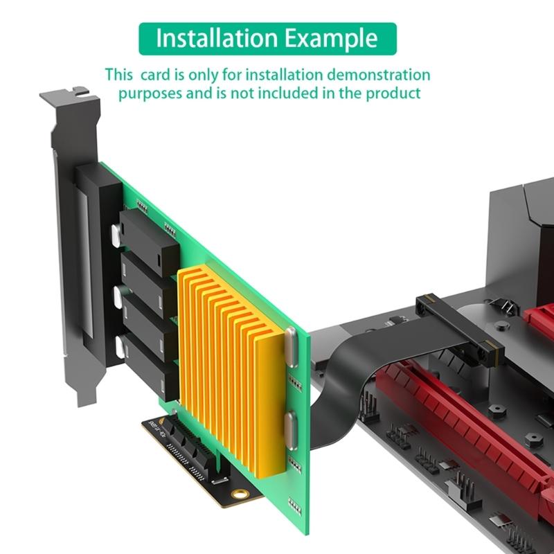 Double 90 Degree PCIe 5.0 Risers Cable with Fast speed 64Gb/s Bandwidth for Flexible GPU Networking Card Installation in 1U 2U Chassis