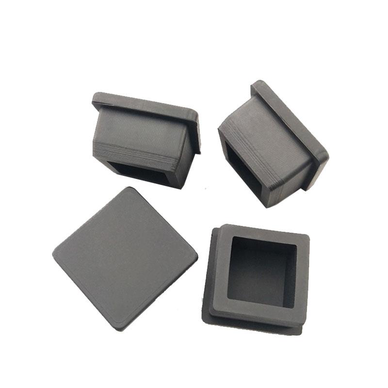 Square Silicone Rubber End Caps Soft T Type Blanking Plugs Tube Pipe Insert Stopper Table Chair Foot Pads Side Length 9.6-50.6mm