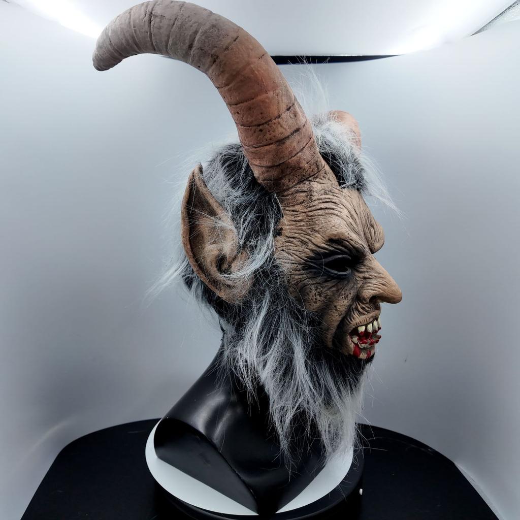 Halloween Hrůza Lucifer Démon Bílé Vlasy Maska Párty Latexová Pokrývka Hlavy Temný Rytíř Kostým Rekvizita