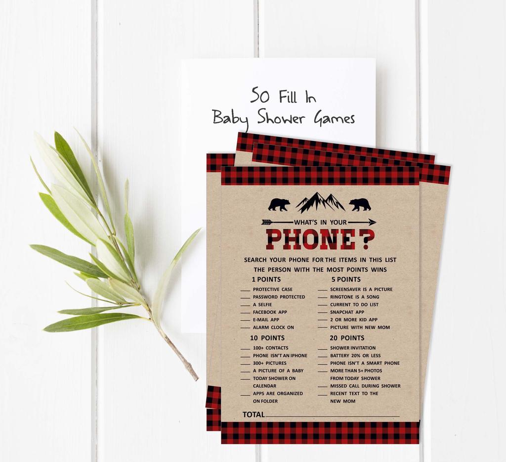 Inkdotpot 50 Sheet Lumberjack If The Price Is Right Rustic Kraft Baby Shower Game Gender Neutral Party
