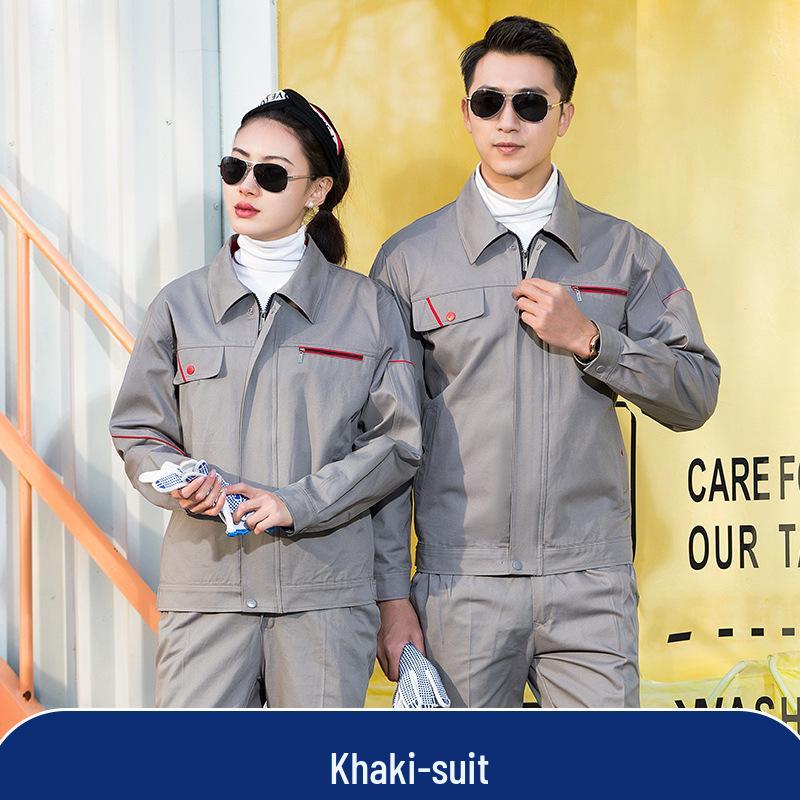 Men's Durable Cotton Workwear Set - Autumn/Winter Protective Welding & Auto Repair Uniform with Print Embroidery