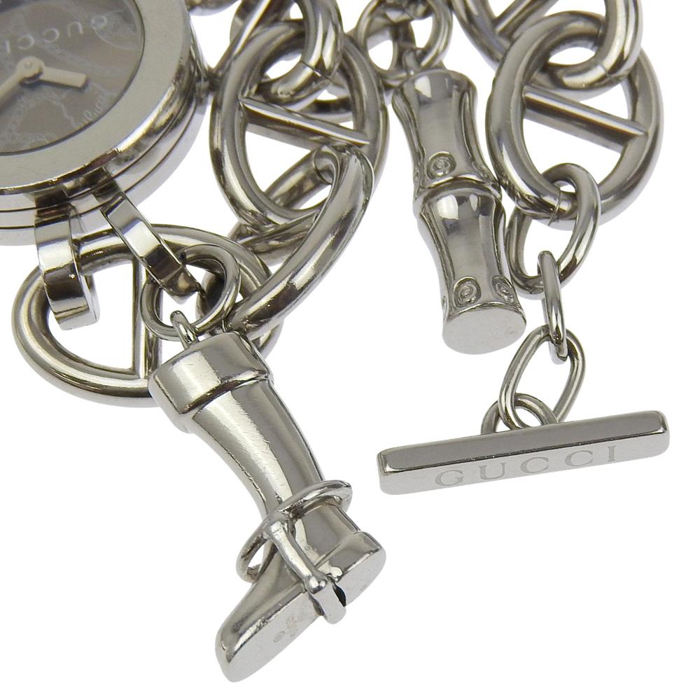 Gucci G Charm Watches 107 2459 BrownDial Stainless Steel Quartz Analog Display Women Used