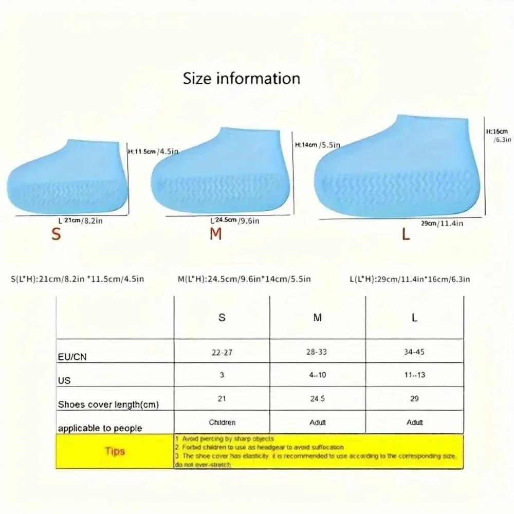 Wear-resistant Silicone Rain Shoe Covers 1 Pair Rubber Waterproof Boot Covers For Outdoor Rainy Days