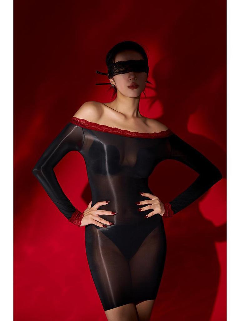 2024 Sexy Lingerie Set Bez Svlékání: Lesklá sukně na boky velkých rozměrů a lákavé pyžamo-uniforma