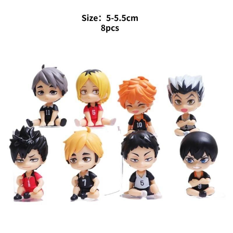 High Quality 8pcs Sitting Volleyball Boys Miniature Figures Hinata Shoyo Kageyama Tobio