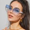 Protective Glasses Large Frame Cat Eye Sunglasses Rimless Gradient Lens Uv400 Shades Brand Design Traveling Sun Glasses Uv400
