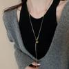 Maillard Tiger Eye Tassel Necklace for Women - Autumn/Winter Retro Fashion Sweater Chain