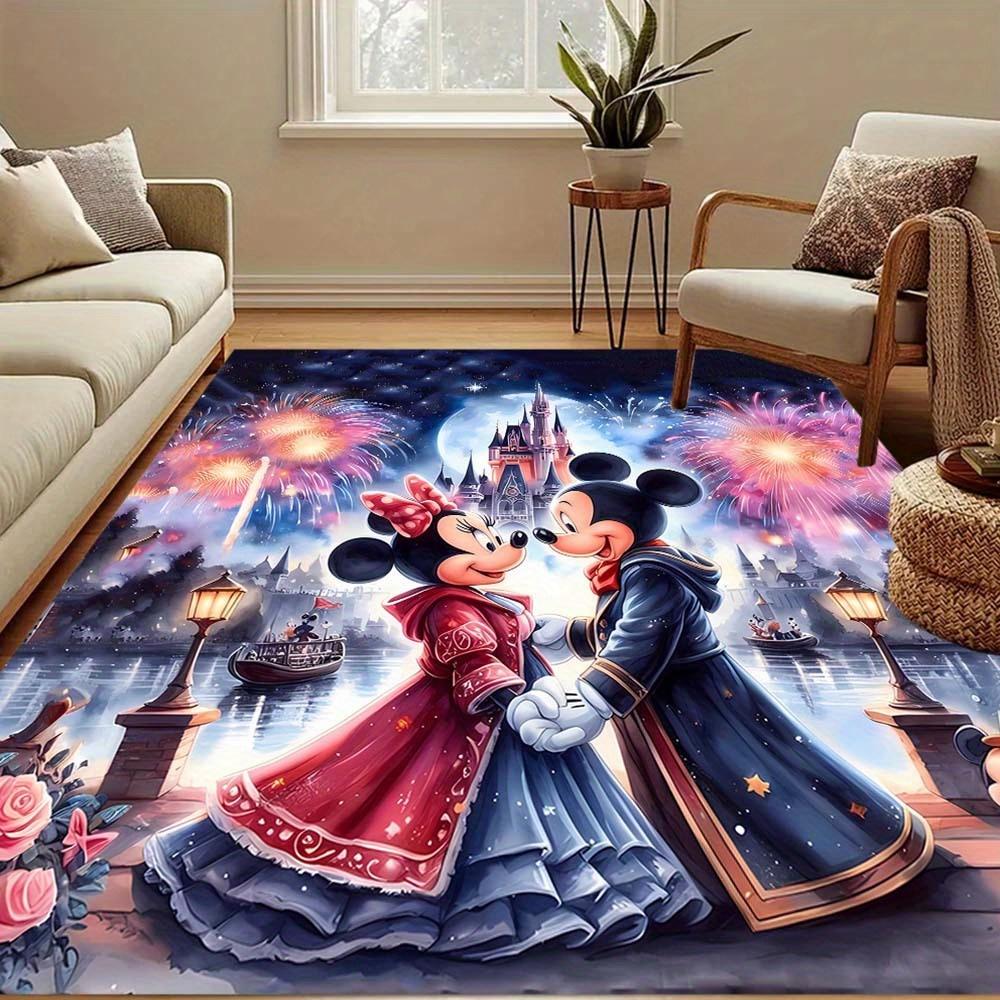 1pc Mickey Mouse Minnie Pattern Carpet Area Rug, Bedroom, and Playroom Durable, Stain-Resistant, and Easy to Clean, Living Room