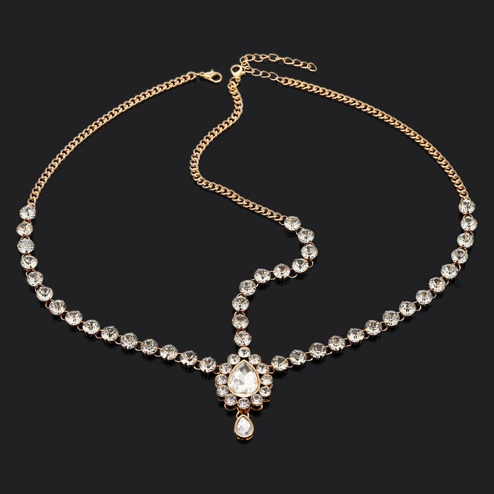 Fashion Hair Accessories, Personalized Ethnic Wind Water Diamond Hair Chain, Temperament Versatile Full Diamond Forehead Chain Women