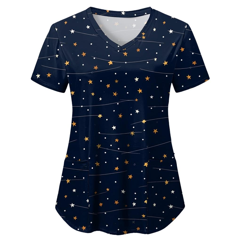Uniforme Sanitario Enfermera Clínica Enfermería Mariposa Ropa de Trabajo Hospital Camiseta Camiseta Manga Corta Blusa Cuidadora Mujeres Trabajadoras Médico