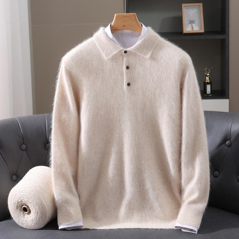 Men s Mink Velvet Knit Pullover - Autumn/Winter Loose Wool Top Extra Large