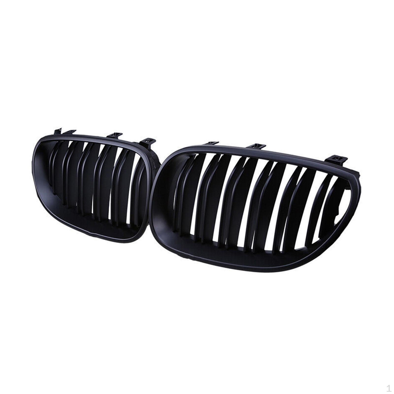 

2 Pieces Grilles Front Hood 51712155446 Replace Wear Resistant Double Line Bright Black