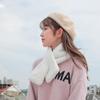 Cute Solid Color Neckerchief Wrap Female Warmer Girl Cross Scarf Neck Warmer Plush Scarf Warm Scarf