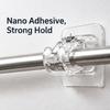 No-Drill Curtain Rod Brackets Self-Adhesive 6 Cm Clear Holder Set of 10 with Stainless Steel Spring Clip for Heavy Curtains Towels Home Rental Use