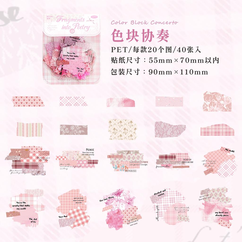 40pcs/1lot kawaii Stationery Sticker Fragmented Poetry Lines junk journal Decorative Scrapbooking DIY Craft Sticker