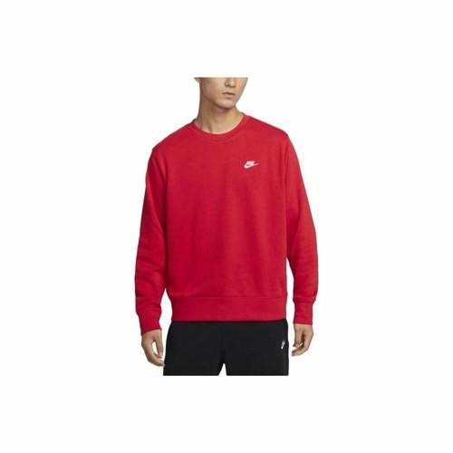 Nike casual simple crewneck pullover sweatshirt for men in red