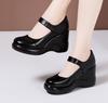 Scarpe Donna in Vera Pelle Scarpe con Plateau da Donna Scarpe Zeppa Punta Tonda da Donna Moda Comfort Morbida Pelle di Mucca Scarpe per Mamma 32-43