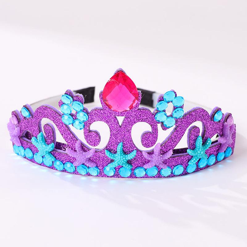 Elsa Frozen Blue Rhinestone Pearl Crown Headband for Children