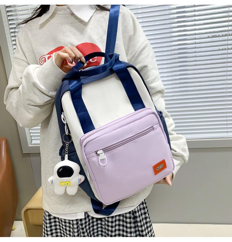 Unisex Primary School Student Backpack Waterproof Handbag With Colorful Patchwork Design